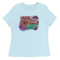 Baby Blue Leopard, Cowhide, Wood Pattern Frame Ladies Tee - Bettercallsaul