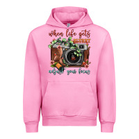 Fuchsia Pink When Life Gets Blurry Adjust Your Focus Vintage Camera Urban Hoodie - FaDigitalArtStudio
