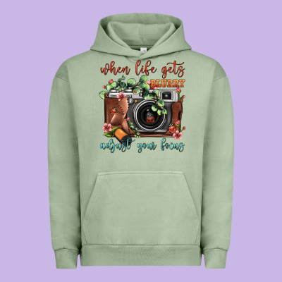 When Life Gets Blurry Adjust Your Focus Vintage Camera Urban Hoodie Designed By Fadigitalartstudio