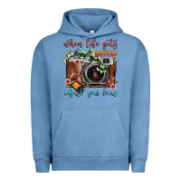 Pigment Pebble Blue When Life Gets Blurry Adjust Your Focus Vintage Camera Urban Hoodie - FaDigitalArtStudio