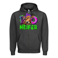 Charcoal Heather Boo Heifer Cow Zipper Hoodie - texasbilliewilder