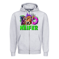 Heather Grey Boo Heifer Cow Zipper Hoodie - texasbilliewilder