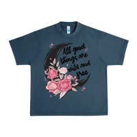 Midnight Navy all good things are wild and free Urban Heavy Tee - MaliasSmallBusiness