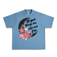 Pebble Blue all good things are wild and free Urban Heavy Tee - MaliasSmallBusiness