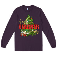 Plum Best Teacher Ever With Christmas Tree Long Sleeve Tee - BundleAndBundleShop