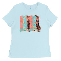 Baby Blue Sunflower Leopard Jute Pattern Brushstrokes Ladies Tee - Bettercallsaul