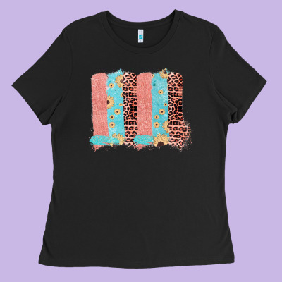 Sunflower Leopard Jute Pattern Brushstrokes Ladies Tee Designed By Bettercallsaul