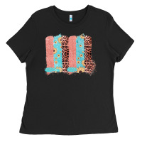 Black Sunflower Leopard Jute Pattern Brushstrokes Ladies Tee - Bettercallsaul