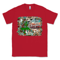 Red merry Christmas tree western Classic Tee - CowhideDigitalArt