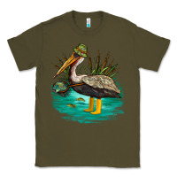 Army Green fishing pelican camp Classic Tee - NancyCooperArtShop