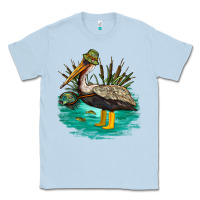 Dusty Blue fishing pelican camp Classic Tee - NancyCooperArtShop