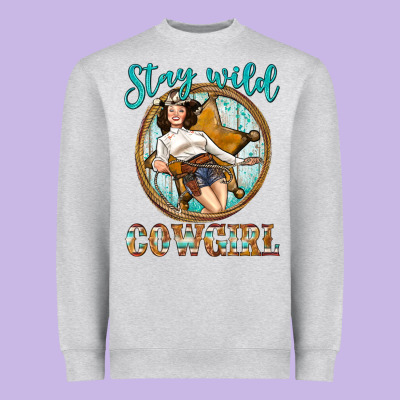 Western Stay Wild Cowgirl Heavyweight Sweatshirt Designed By Bundleandbundleshop
