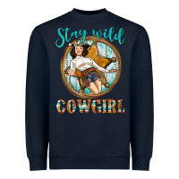 Navy Western Stay Wild Cowgirl Heavyweight Sweatshirt - BundleAndBundleShop