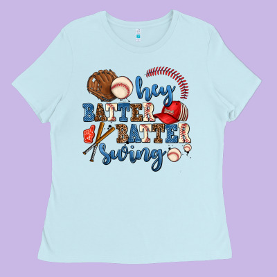 Hey Batter Batter Swing Ladies Tee Designed By Adodesignshop