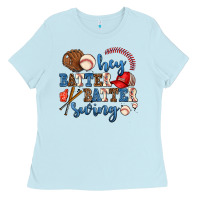 Baby Blue hey batter batter swing Ladies Tee - AdoDesignShop