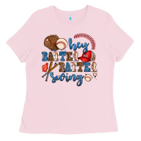 Bubblegum Pink hey batter batter swing Ladies Tee - AdoDesignShop