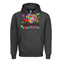 Charcoal Heather different is beautiful Zipper Hoodie - NancyCooperArtShop
