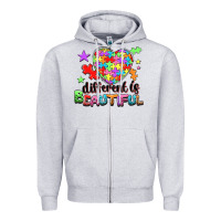 Heather Grey different is beautiful Zipper Hoodie - NancyCooperArtShop