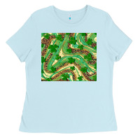 Baby Blue shamrock leopard Ladies Tee - RanaPortraitStore