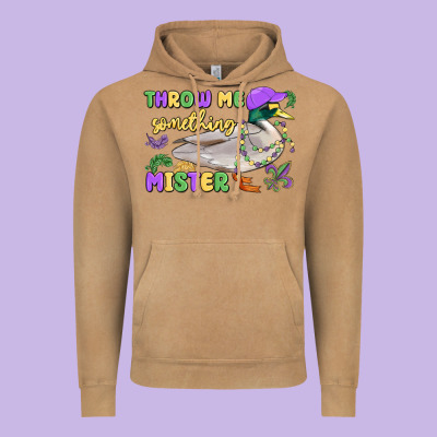 Throw Me Something Mister Mardi Gras Duck Vintage Hoodie Designed By Maliassmallbusiness