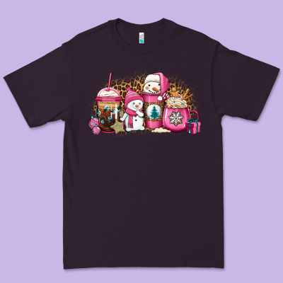 Pink Christmas Winter Snowman Coffee Premium Tee Designed By Jasminsmagicworld