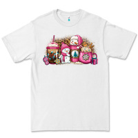 White pink Christmas winter snowman coffee Premium Tee - Jasminsmagicworld