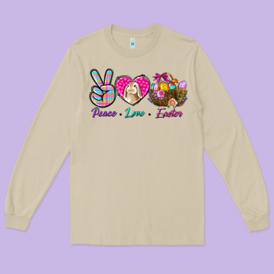 Peace Love Easter Long Sleeve Tee Designed By Bundleandbundleshop