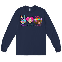 Navy Peace Love Easter Long Sleeve Tee - BundleAndBundleShop