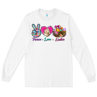 White Peace Love Easter Long Sleeve Tee - BundleAndBundleShop