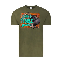 Vintage Olive Thanksgiving Turkey Gobble Gobble Vintage Tee - NancyCooperArtShop