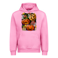 Fuchsia Pink Halloween Pumpkins Urban Hoodie - BundleAndBundleShop