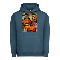 Pigment Midnight Navy Halloween Pumpkins Urban Hoodie - BundleAndBundleShop
