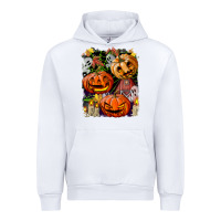 White Halloween Pumpkins Urban Hoodie - BundleAndBundleShop