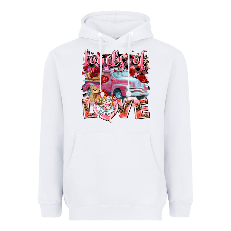 Loads Of Love Valentine's Day Truck Heavyweight Hoodie by HowdyJamesFarm | Teevron
