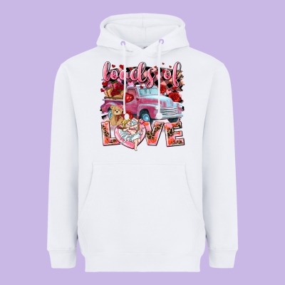 Loads Of Love Valentine's Day Truck Heavyweight Hoodie Designed By Howdyjamesfarm