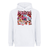 White Loads of love Valentine's Day truck Heavyweight Hoodie - HowdyJamesFarm