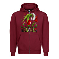 Burgundy Christmas Character Zipper Hoodie - NancyCooperArtShop