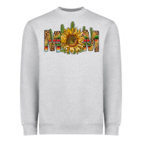 Heather Grey Western Mom With Sunflower Heavyweight Sweatshirt - BundleAndBundleShop