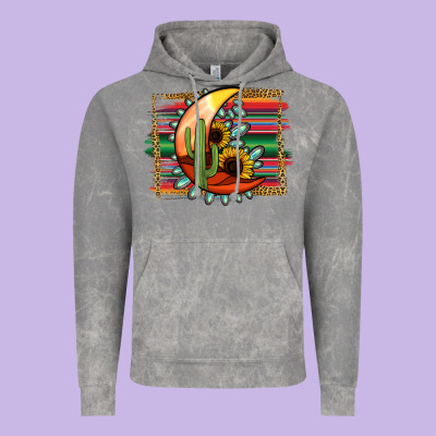 Turquoise Desert Moon Serape Background Vintage Hoodie Designed By Jasminsmagicworld