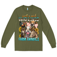 Army Green Just A Girl Who Loves Farm Animals Long Sleeve Tee - BundleAndBundleShop