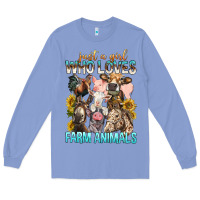 Colony Blue Just A Girl Who Loves Farm Animals Long Sleeve Tee - BundleAndBundleShop