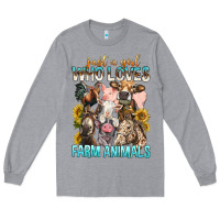 Heather Grey Just A Girl Who Loves Farm Animals Long Sleeve Tee - BundleAndBundleShop
