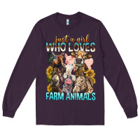 Plum Just A Girl Who Loves Farm Animals Long Sleeve Tee - BundleAndBundleShop