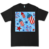 Black 4th of july firecracker and star seamless  pattern Premium Tee - BundleAndBundleShop