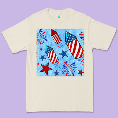 4th Of July Firecracker And Star Seamless  Pattern Premium Tee Designed By Bundleandbundleshop