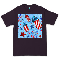 Plum 4th of july firecracker and star seamless  pattern Premium Tee - BundleAndBundleShop