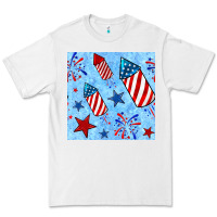 White 4th of july firecracker and star seamless  pattern Premium Tee - BundleAndBundleShop