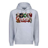 Heather Grey mooey christmas Premium Hoodie - CowGirlArtShop