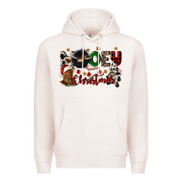 Pale Pink mooey christmas Premium Hoodie - CowGirlArtShop