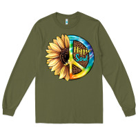Army Green Hippie Soul with Sunflower and Leopard Background Long Sleeve Tee - JahusDesignShop
